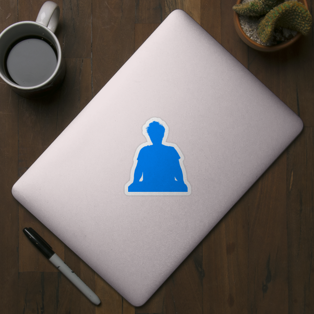 Seated man blue silhouette. by TeachUrb